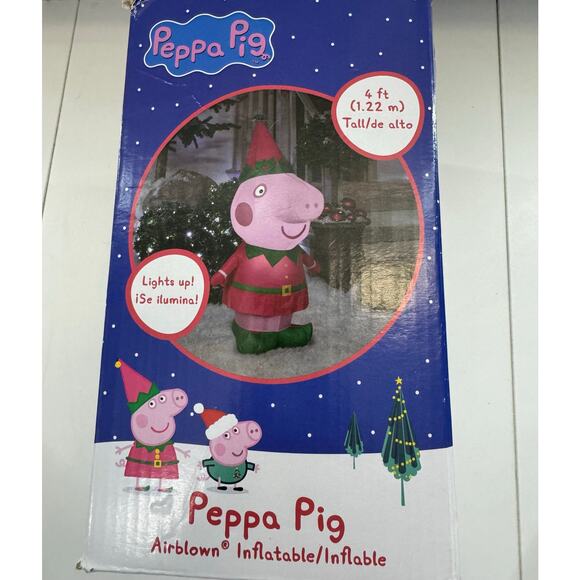 Gemmy 4 Foot Tall Holiday Christmas Yard Inflatable Lighted Peppa Pig - Picture 1 of 5